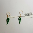 Leaf Jade Earrings & 916 Gold 23.10mm