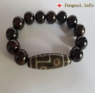 6 Eyed Dzi Beads As Overcome 6 Obstacles And  Obsidian 10mm Bracelet