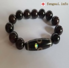 2 Eyed Dzi Beads As Love Stones And Obsidian 10mm Bracelet